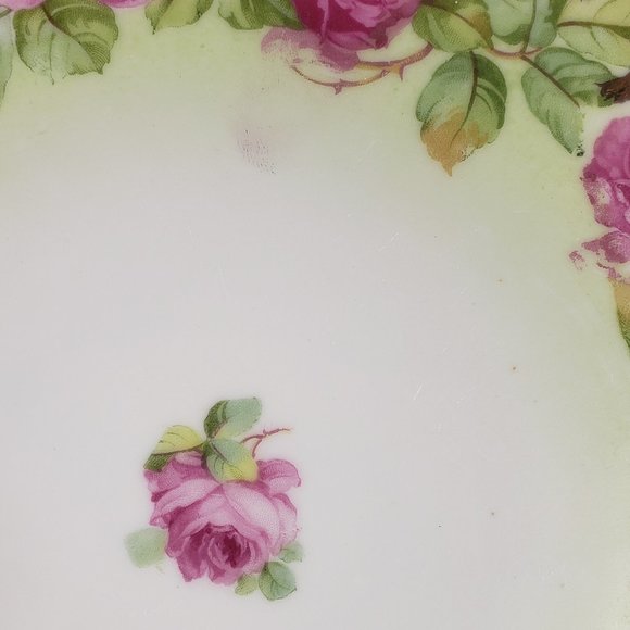 Vintage Wheelock China Plate Austria Decorative Roses Gold Trim Distressed - Picture 14 of 14